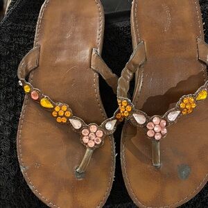 Children’s Ellemenno Embellished Brown Sandals 3